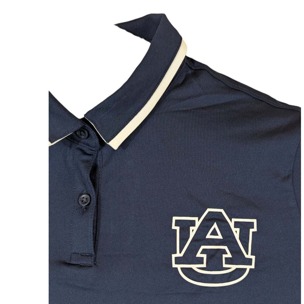 Womens Under Armour Auburn Tigers Polo Shirt Small Navy Blue Golf Coach Shirt